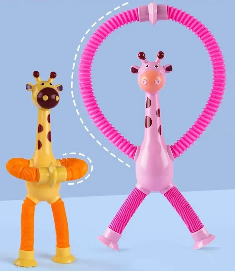 12 PCS Telescopic Suction Cup Giraffe Toy Pop Tubes Fidget Toys Shape Changing Tubes Sensory Toys Funny Gift for Kids Boys Girls