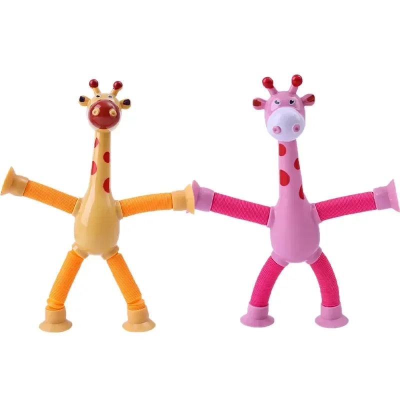 12 PCS Telescopic Suction Cup Giraffe Toy Pop Tubes Fidget Toys Shape Changing Tubes Sensory Toys Funny Gift for Kids Boys Girls
