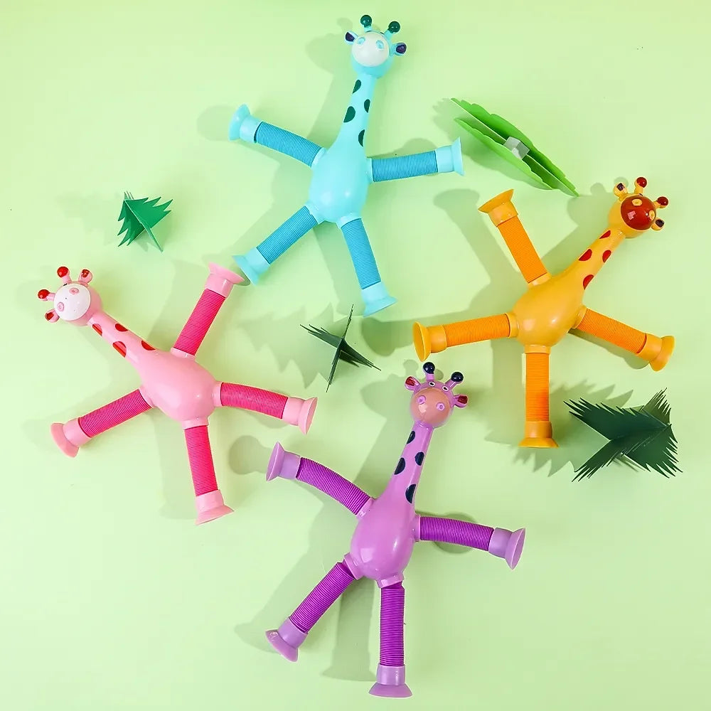 12 PCS Telescopic Suction Cup Giraffe Toy Pop Tubes Fidget Toys Shape Changing Tubes Sensory Toys Funny Gift for Kids Boys Girls