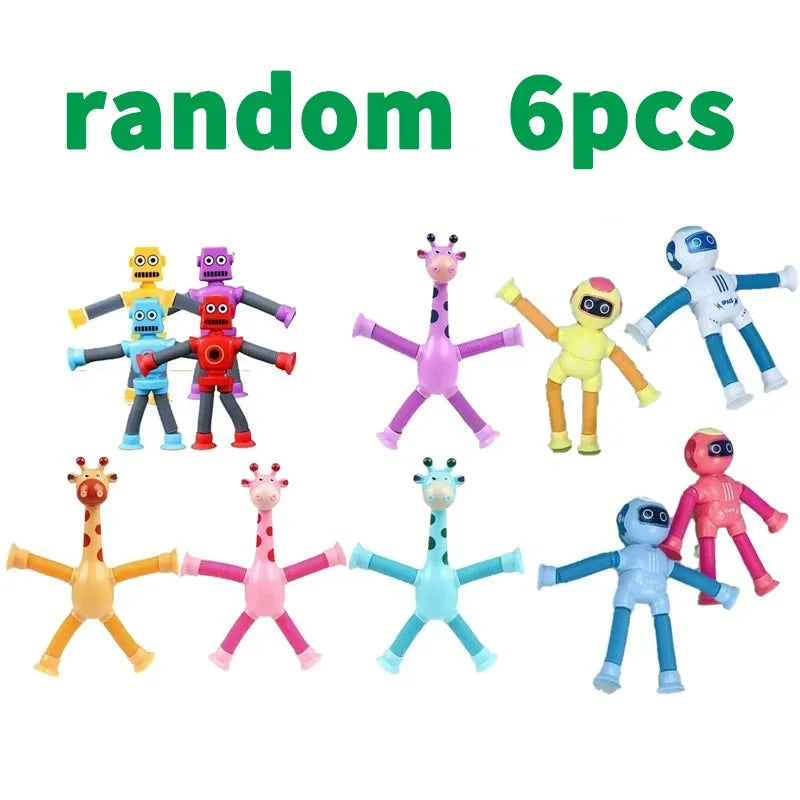 12 PCS Telescopic Suction Cup Giraffe Toy Pop Tubes Fidget Toys Shape Changing Tubes Sensory Toys Funny Gift for Kids Boys Girls