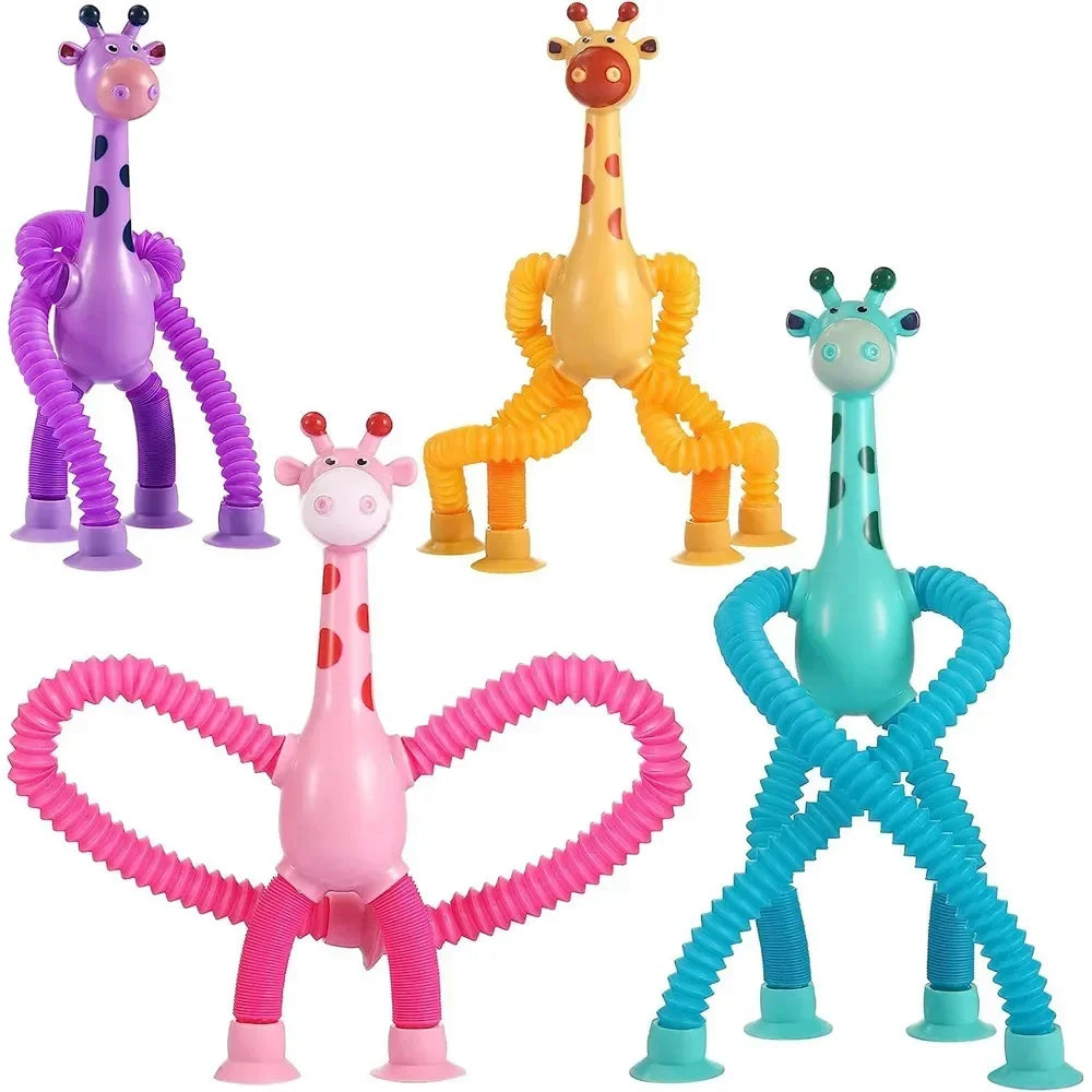 12 PCS Telescopic Suction Cup Giraffe Toy Pop Tubes Fidget Toys Shape Changing Tubes Sensory Toys Funny Gift for Kids Boys Girls