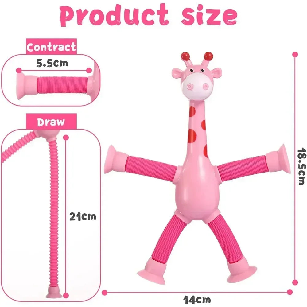 12 PCS Telescopic Suction Cup Giraffe Toy Pop Tubes Fidget Toys Shape Changing Tubes Sensory Toys Funny Gift for Kids Boys Girls