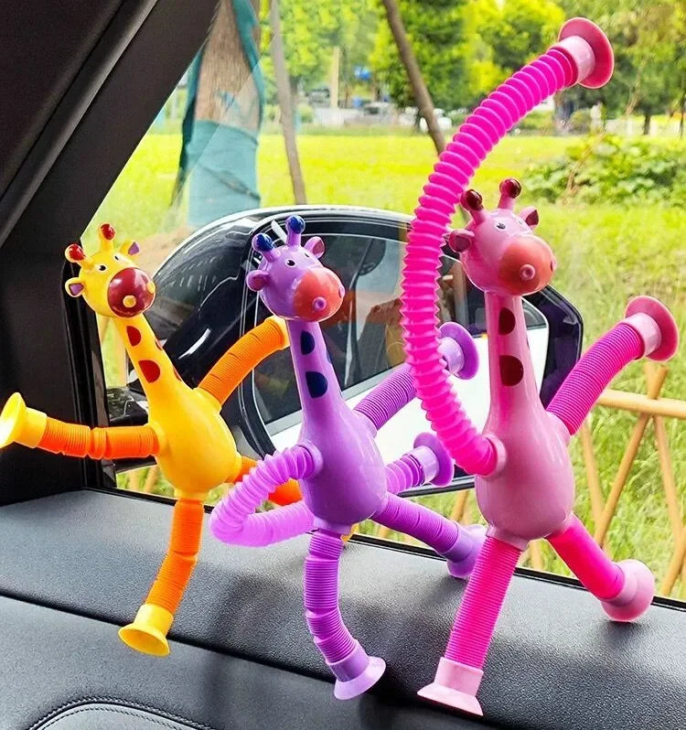 12 PCS Telescopic Suction Cup Giraffe Toy Pop Tubes Fidget Toys Shape Changing Tubes Sensory Toys Funny Gift for Kids Boys Girls
