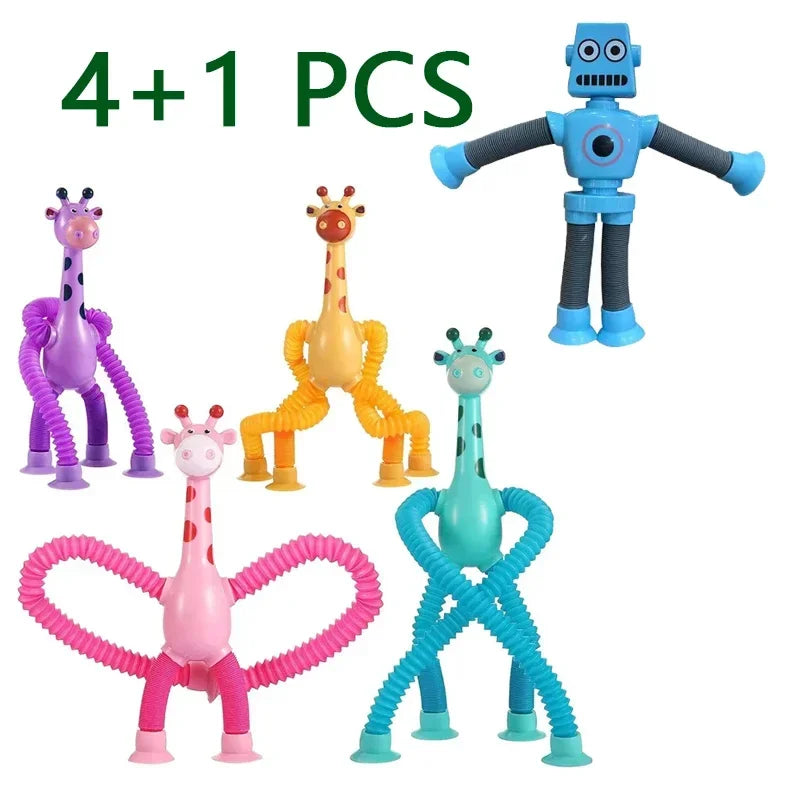 12 PCS Telescopic Suction Cup Giraffe Toy Pop Tubes Fidget Toys Shape Changing Tubes Sensory Toys Funny Gift for Kids Boys Girls