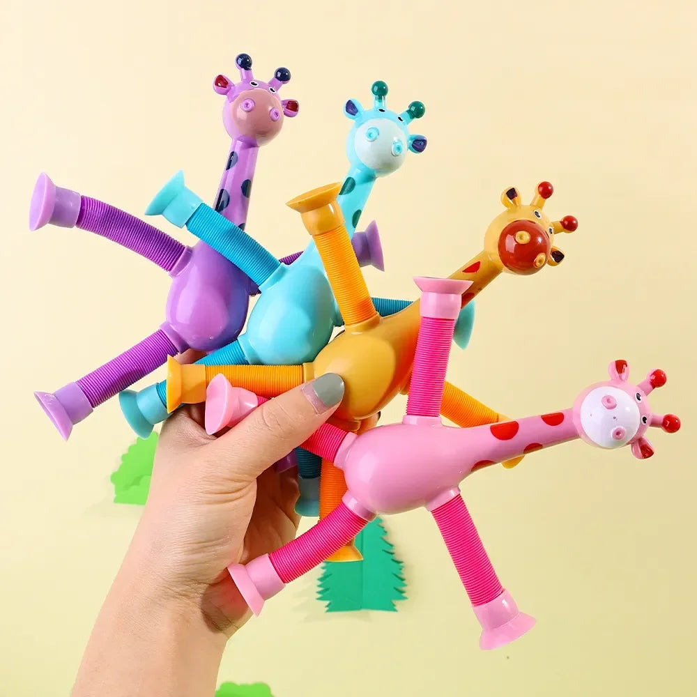 12 PCS Telescopic Suction Cup Giraffe Toy Pop Tubes Fidget Toys Shape Changing Tubes Sensory Toys Funny Gift for Kids Boys Girls
