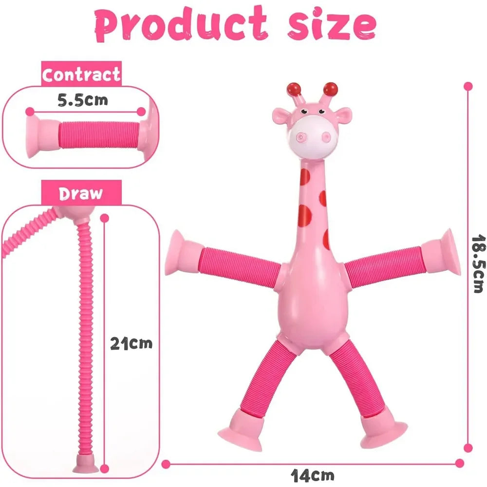 12 PCS Telescopic Suction Cup Giraffe Toy Pop Tubes Fidget Toys Shape Changing Tubes Sensory Toys Funny Gift for Kids Boys Girls