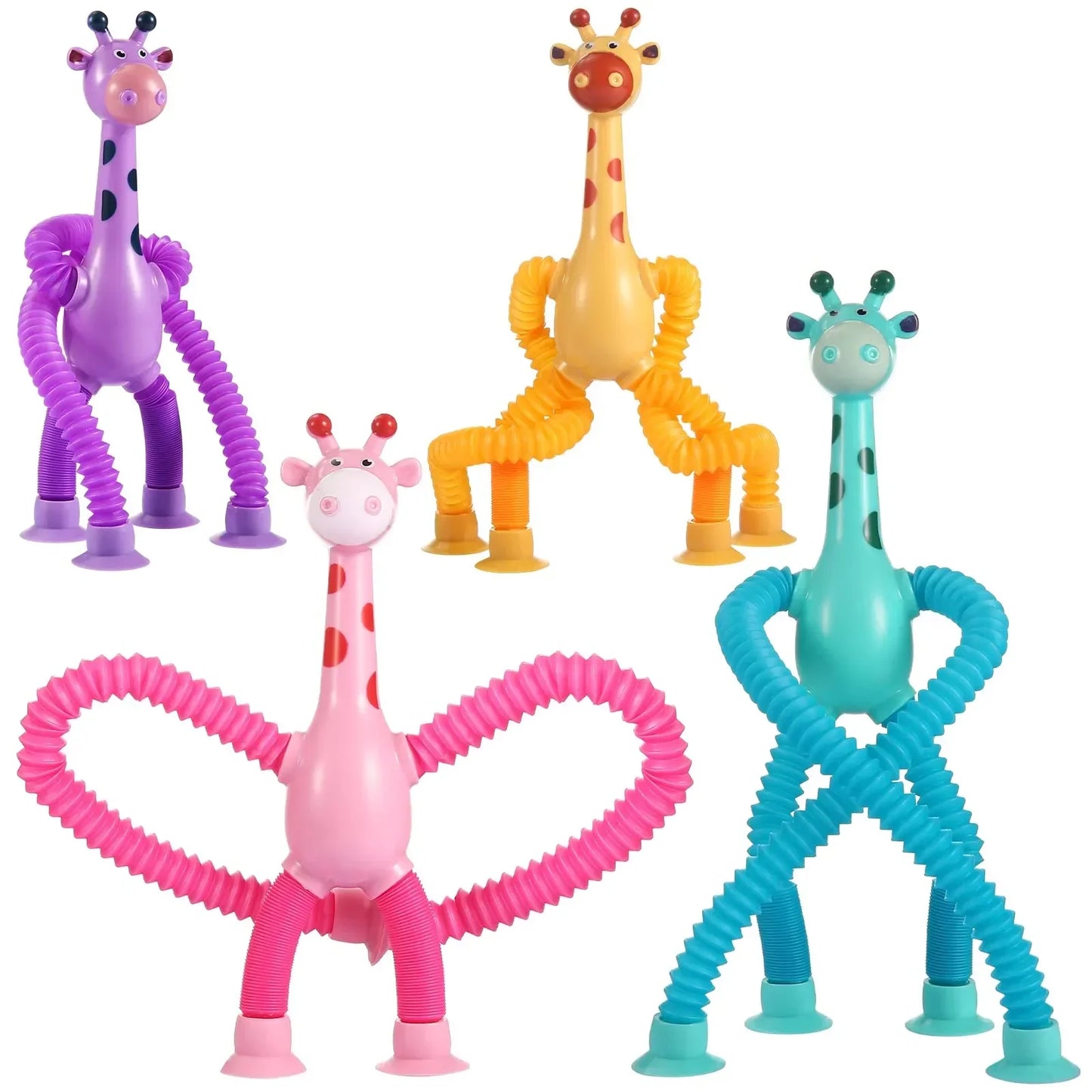 12 PCS Telescopic Suction Cup Giraffe Toy Pop Tubes Fidget Toys Shape Changing Tubes Sensory Toys Funny Gift for Kids Boys Girls